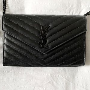 YSL Monogram Matelasse Leather Wallet-on-Chain